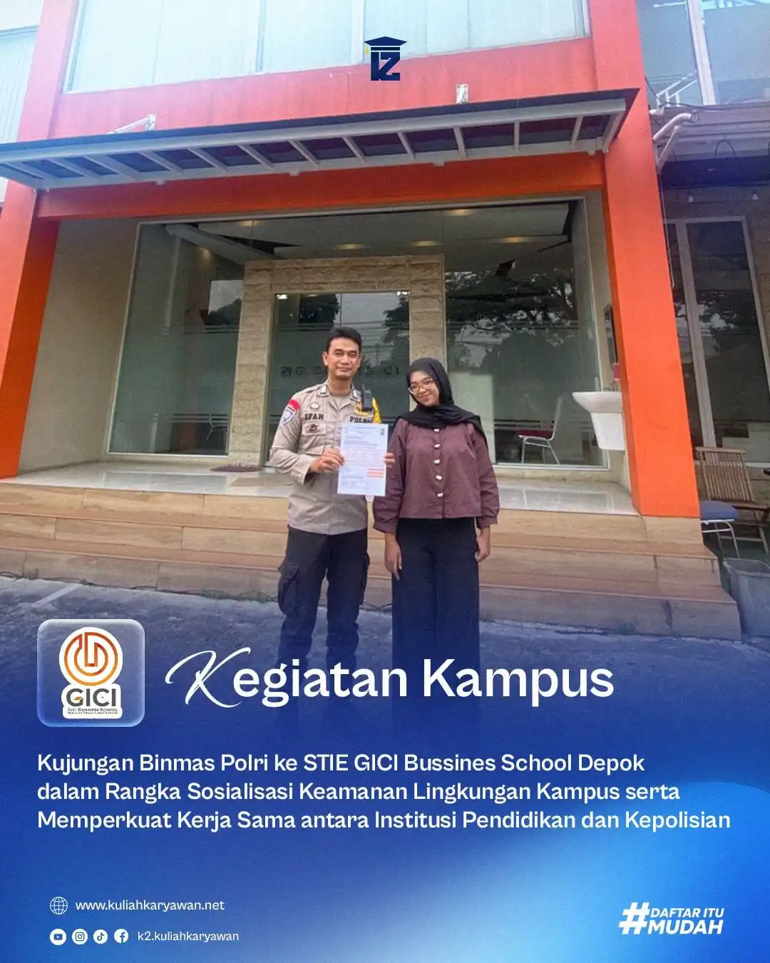 Perkuat Sinergi, STIE GICI Depok Sambut Kunjungan Binmas Polri untuk Sosialisasi Keamanan Kampus Ringkasan